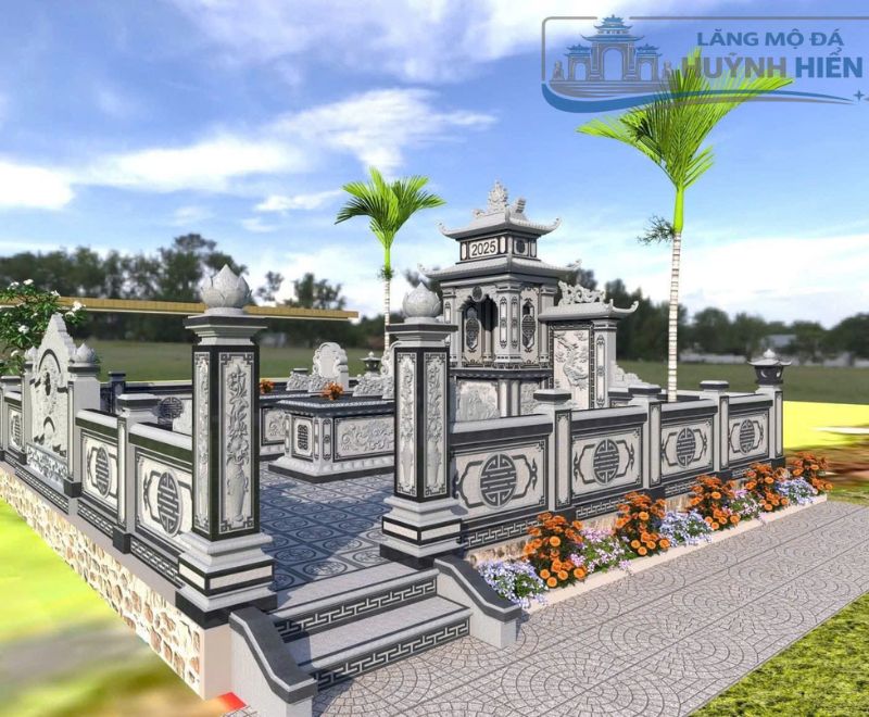 Khu mộ đá hoàn thiện tại Quảng Ngãi thiết kế đồng bộ