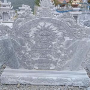 Bình phong đá chạm rồng tinh xảo