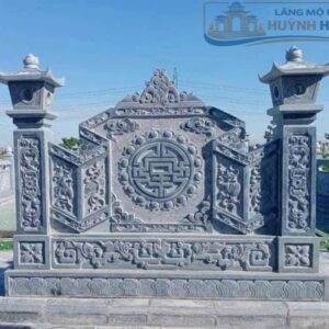 cuốn thư đá phong thủy trước nhà thờ họ đẹp